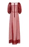 Mel Usine Margot A-line Silk-organza Dres In Red