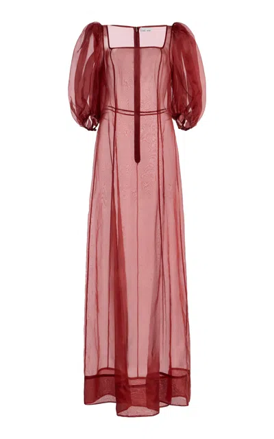 Mel Usine Margot A-line Silk-organza Dres In Red