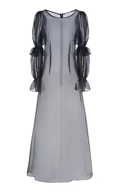 Mel Usine Melisande Silk-organza Dres In Black