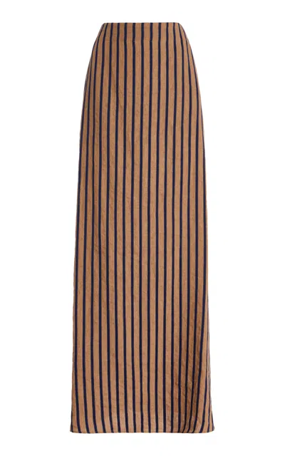 Mel Usine Nadege Pinstripe A-line Linen-cotton Skirt In Multi