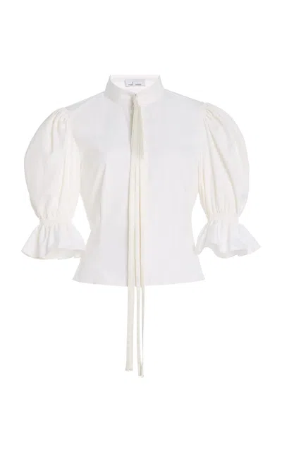 Mel Usine Nadine Cotton-poplin Top In White