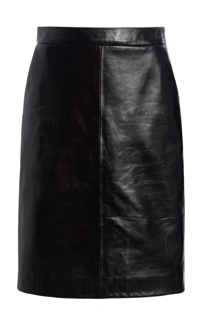 Mel Usine Odette Satin Leather Skirt In Black