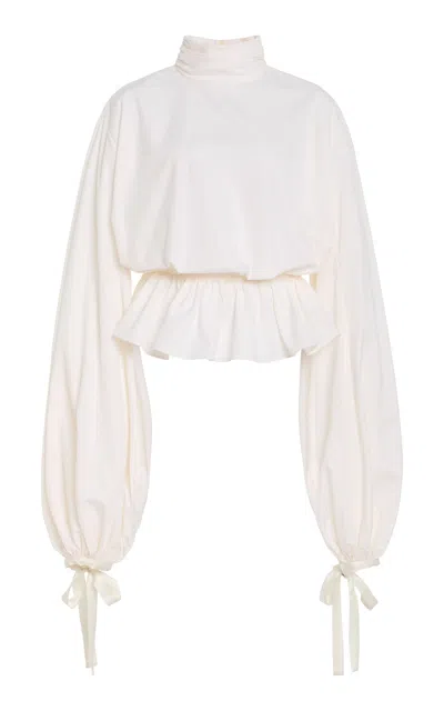 Mel Usine Philippa Cotton-poplin Top In White