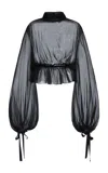 Mel Usine Philippa Sheer Silk-chiffon Top In Black