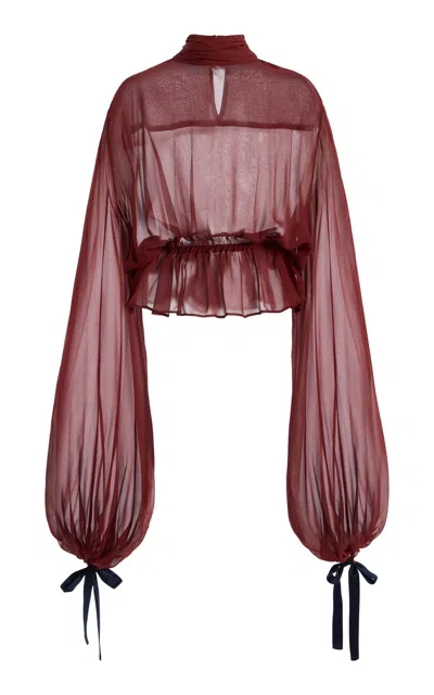 Mel Usine Philippa Silk-chiffon Top In Red