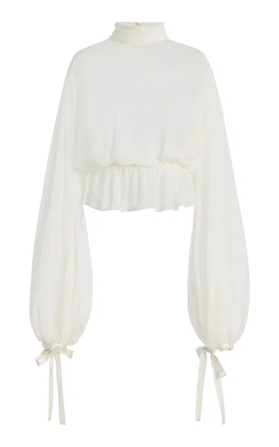 Mel Usine Philippa Silk-chiffon Top In White