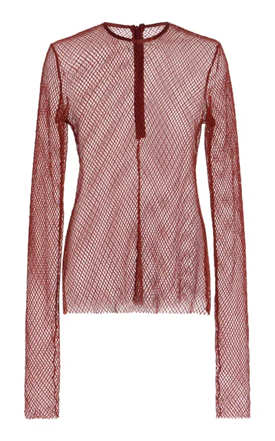 Mel Usine Sophie A-line Fishnet Top In Red