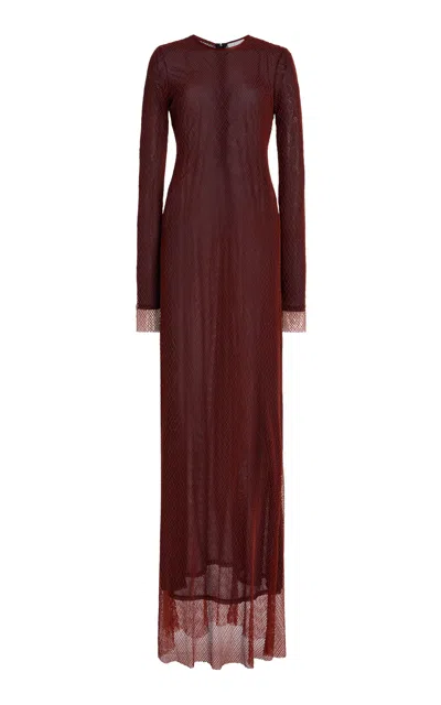 Mel Usine Veronique Fishnet Maxi Dress In Red