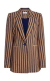 Mel Usine Ysabel Pinstripe Linen Cotton Blend Jacket In Multi