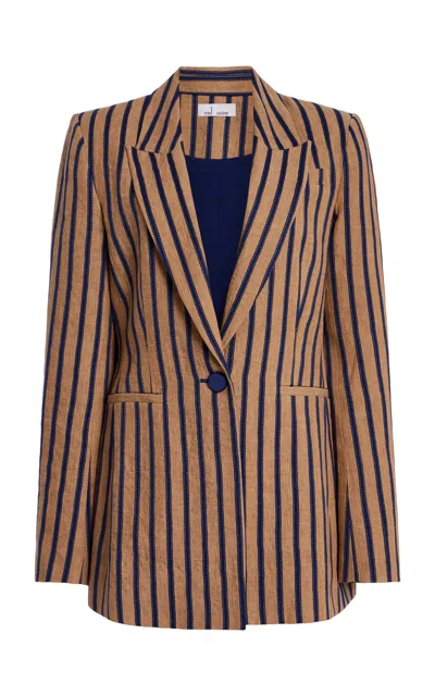 Mel Usine Ysabel Pinstripe Linen Cotton Blend Jacket In Multi