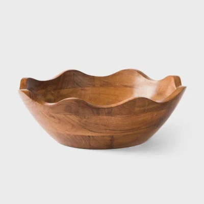 Mela Artisans Acacia Wood Scallop Bowl In Brown