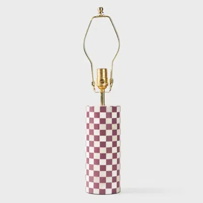Mela Artisans Checkered Bone Inlay Table Lamp Base In Red