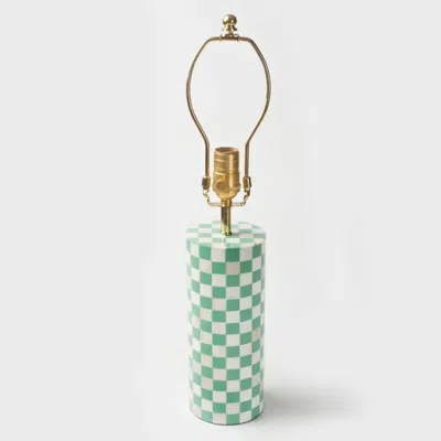 Mela Artisans Checkered Bone Inlay Table Lamp Base In Green