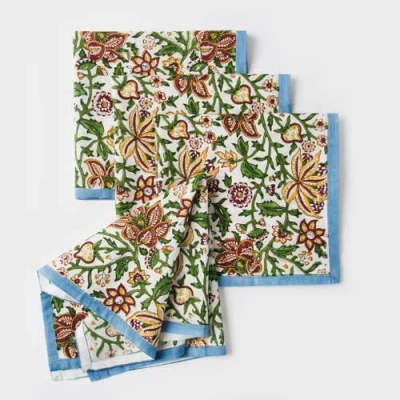 Mela Artisans Florin Hand Block Printed Napkins In Multi