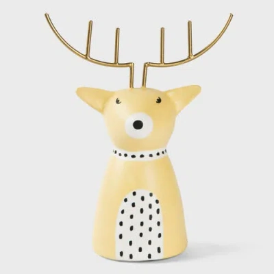 Mela Artisans Golden Antler Reindeer Figurine In Multi