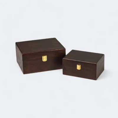 Mela Artisans Handcrafted Acacia Walnut Box Set Gift Box In Brown