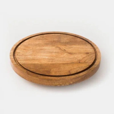 Mela Artisans Handcrafted Mango Wood Rotating Cake Stand In Brown