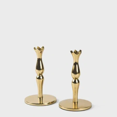 Mela Artisans Holiday Accents Brass Candlesticks Set In Gold