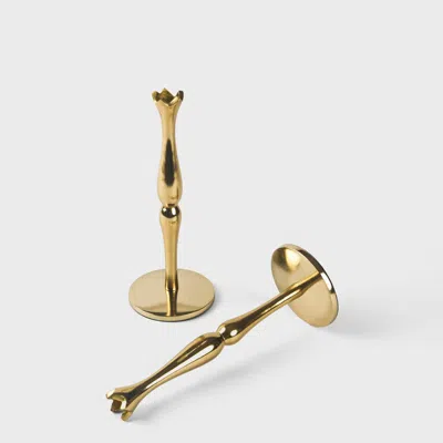 Mela Artisans Holiday Accents Brass Candlesticks Set In Gold