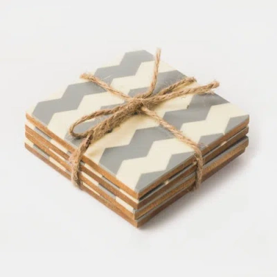 Mela Artisans Inlaya Grey And Ivory Coasters