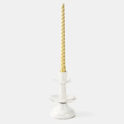 Mela Artisans Lotus Bloom Tapered Candleholders In White