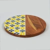 Mela Artisans Marigold Mosaic Acacia Wood Inlay Serve Board In Brown
