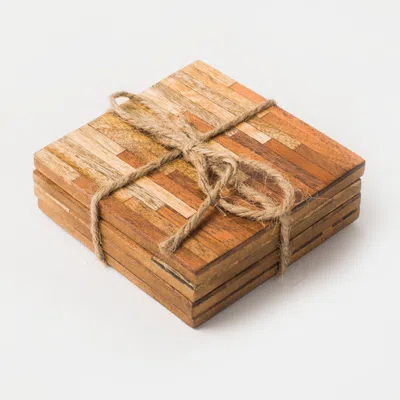 Mela Artisans Marquewood Two Tone Coasters