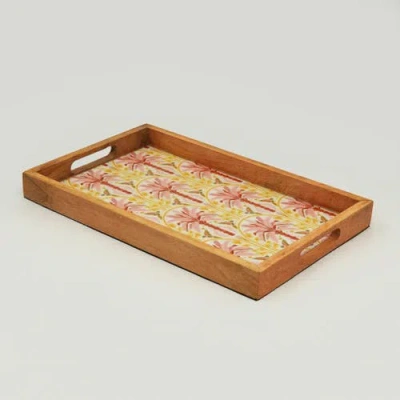Mela Artisans Pink Summer Inlay Tray In Brown