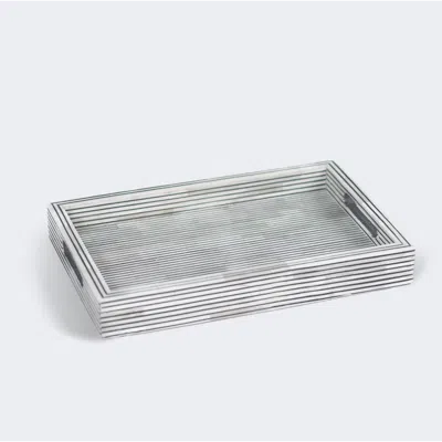 Mela Artisans Pinstripe Inlay Tray & Coasters Gift Box Set In Gray