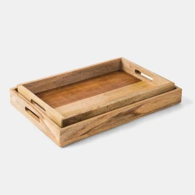 Mela Artisans Rustic Elegance Two-tone Serving Tray Set In Neutral