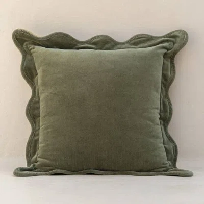 Mela Artisans Scallop Velvet Pillow In Green
