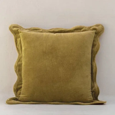 Mela Artisans Scallop Velvet Pillow In Green