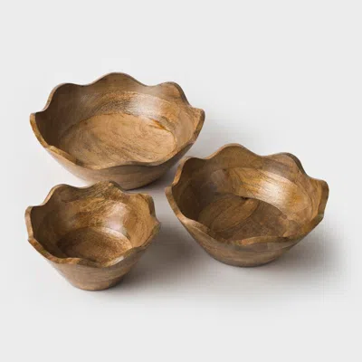 Mela Artisans Scalloped Mangowood Bowls Medium
