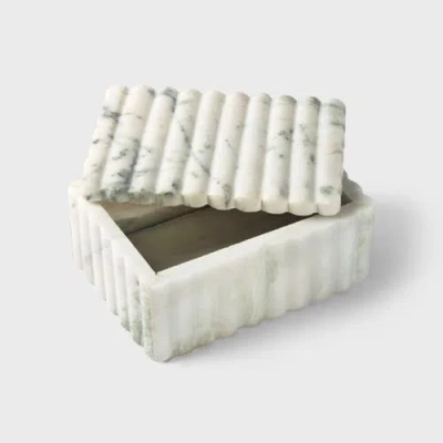 Mela Artisans Sculpted Marble Box In White