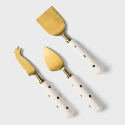 Mela Artisans Sitara Cheese Server Set In White