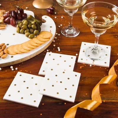 Mela Artisans Sitara Coasters Set Of 4 In White