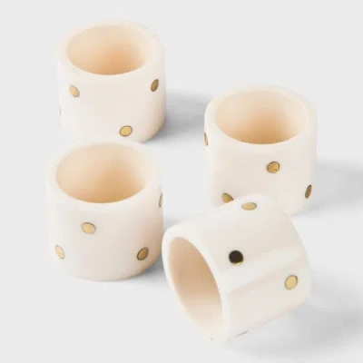 Mela Artisans Sitara Handcrafted Napkin Ring Gift Box Set In White