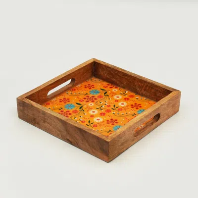 Mela Artisans Sunburst Bloom Inlay Tray In Multi