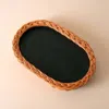 Mela Artisans Wicker & Wood Serving Tray In Brown