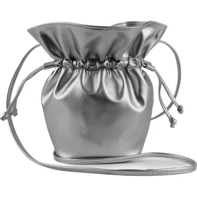Mela Faux Leather Bucket Bag In Silver
