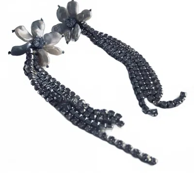 Mela Jewellery Women's Flower Pearl Earrings In Silver In Blue