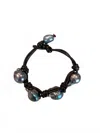 Mela Jewellery Women's Leath Freshwater Pearl Bracelet In Black In Black