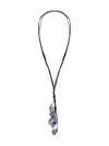 Mela Pearl-pendant Suede Necklace In Black