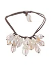 Mela Suede-strap Necklace In Brown