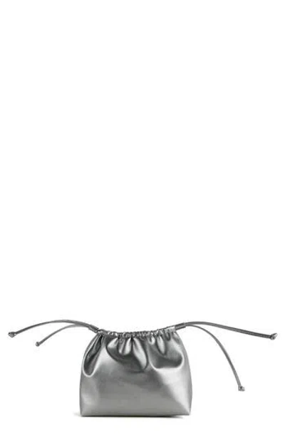 Mela Vegan Leather Pouch Clutch In Silver