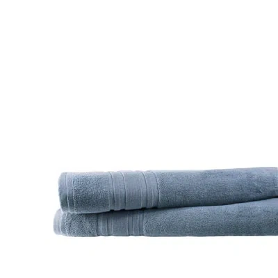 Melange 100% Cotton Plush Bath Sheet In Blue