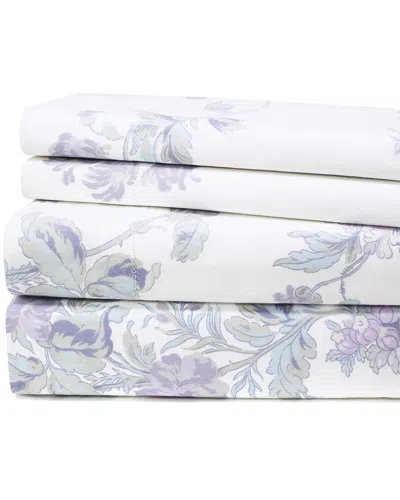 Melange 200tc Percale Jardin De Rose Sheet Set In White
