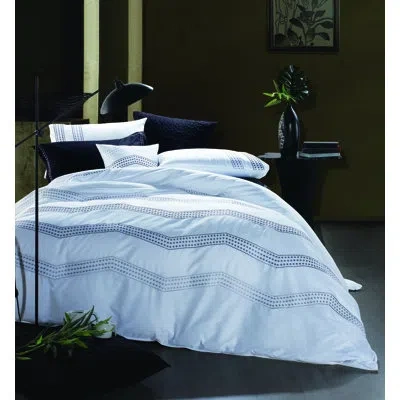 Melange 3 Piece Duvet Cover Set In White,gray