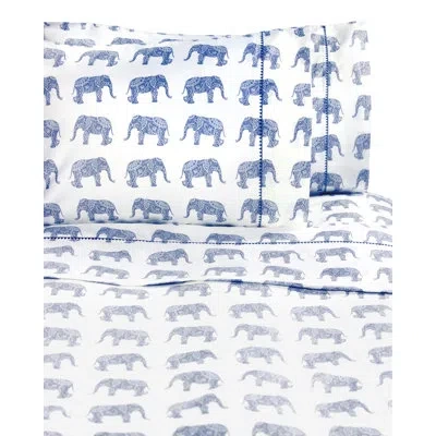 Melange 400 Thread Count Animal Print 100% Cotton Sheet Set In True Navy