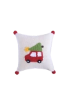 Melange Collection 10" Car With Christmas Tree Pillow In White